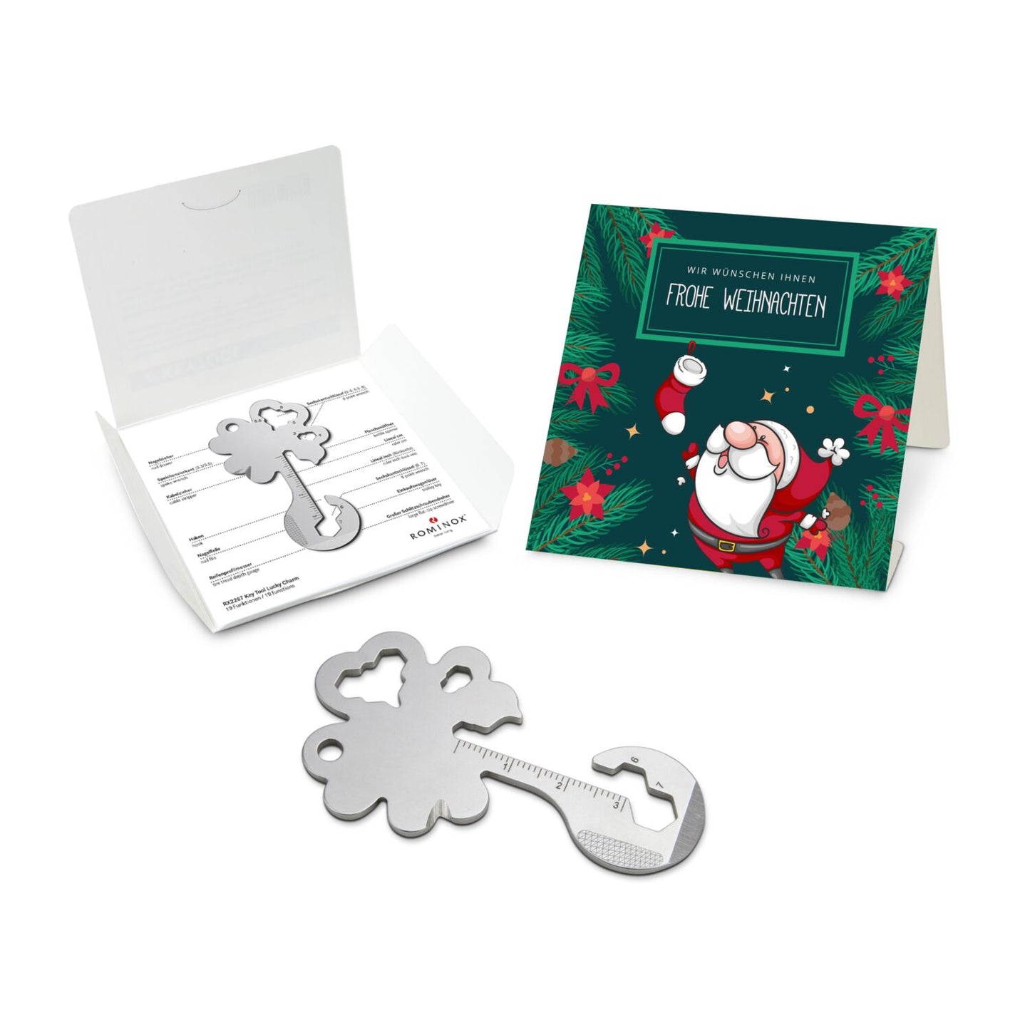 ROMINOX® Key Tool / Multifunktionswerkzeug im Motiv-Mäppchen Frohe Weihnachten