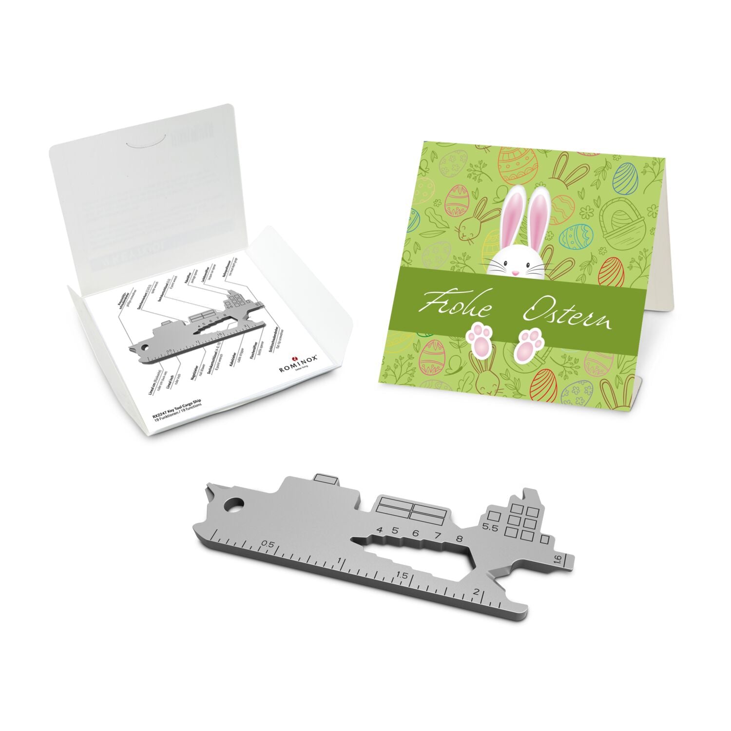 ROMINOX® Key Tool / Multifunktionswerkzeug im Motiv-Mäppchen Osterhase