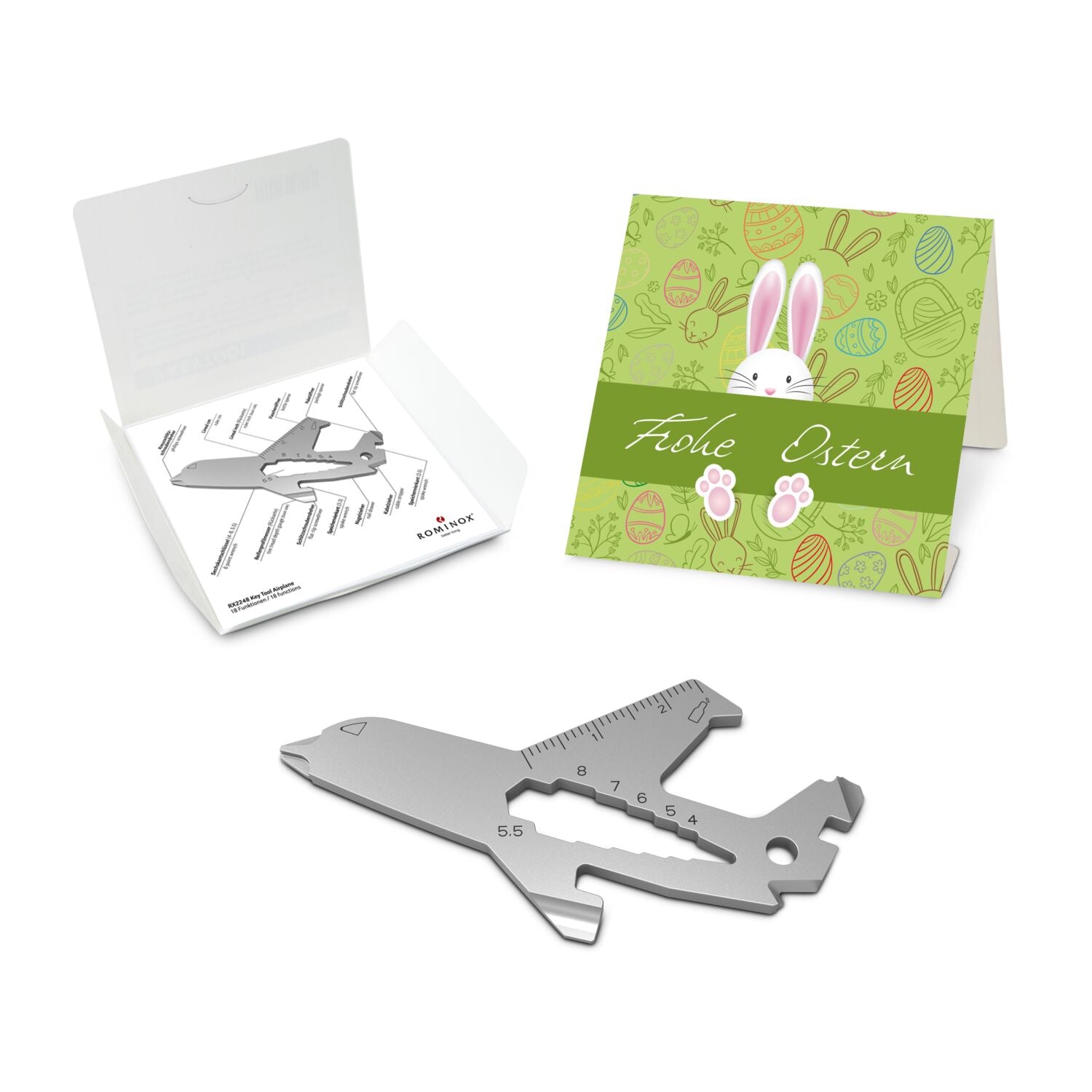 ROMINOX® Key Tool / Multifunktionswerkzeug im Motiv-Mäppchen Osterhase