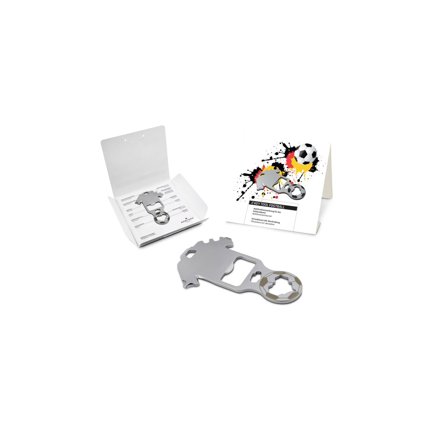 ROMINOX® Key Tool Football / Fußball (18 Funktionen) im Motiv-Mäppchen Deutschland Fußballfan