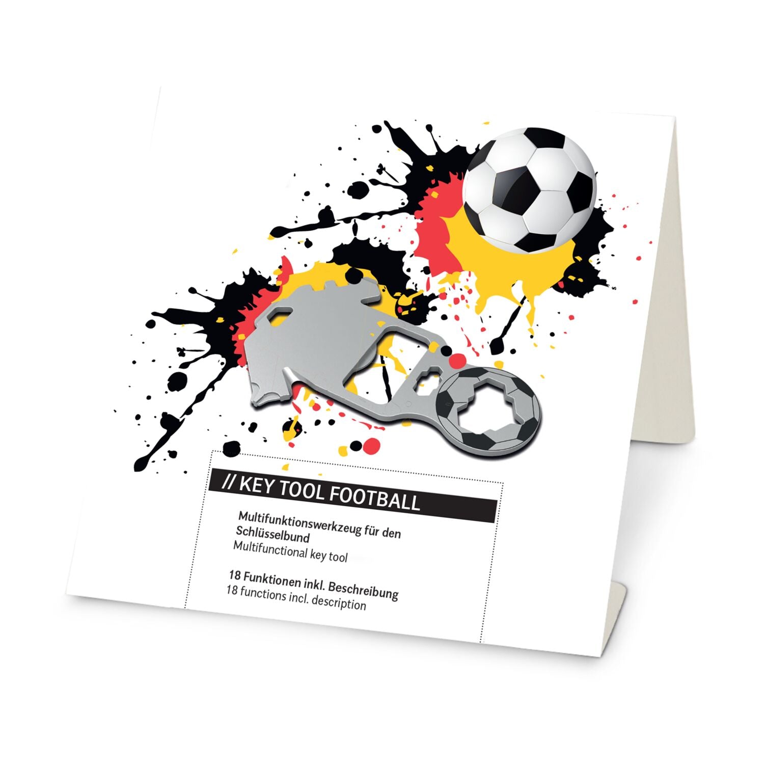 ROMINOX® Key Tool Football / Fußball (18 Funktionen) im Motiv-Mäppchen Deutschland Fußballfan