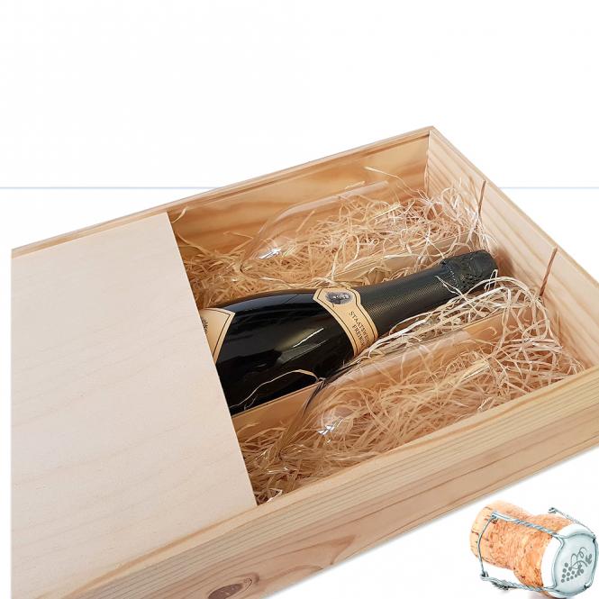 Holzkiste 3er mit Schiebedeckel und Gravur deines Logos / Designs