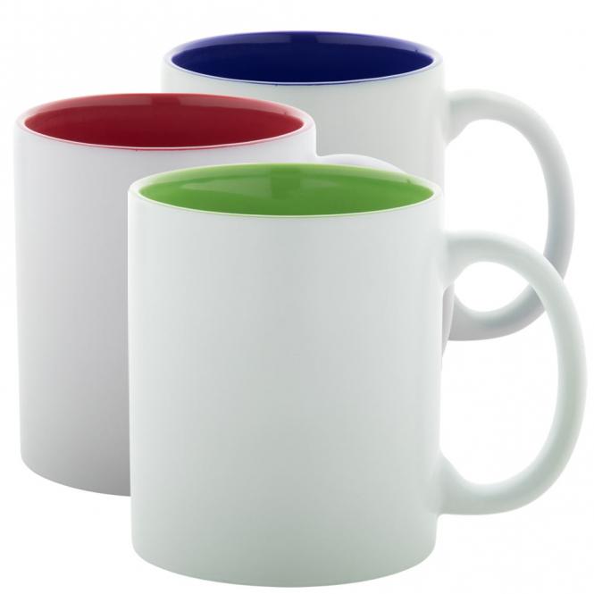 Keramik-Tasse / Lasertasse mit Gravur deines Logos / Designs (zweifarbig, weiß)
