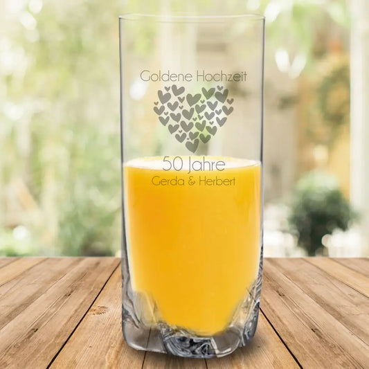 Juice glass engraved with desired name for the wedding