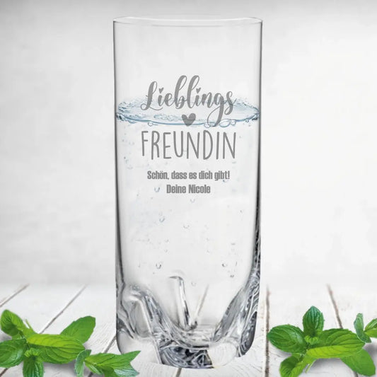 Drinking glass for family &amp; friends with personal engraving