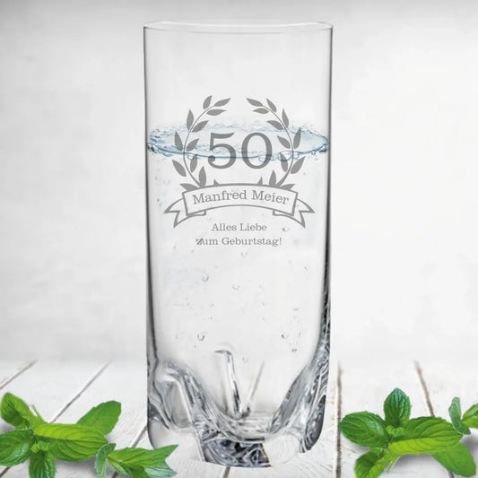 Drinking glass / juice glass with individual engraving for your birthday