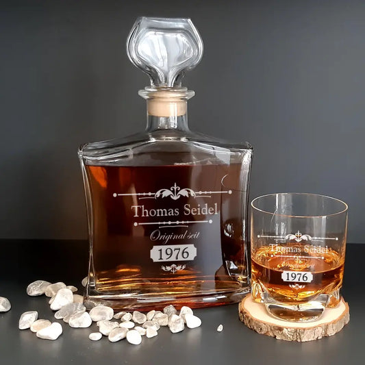 Whiskey decanter with engraving