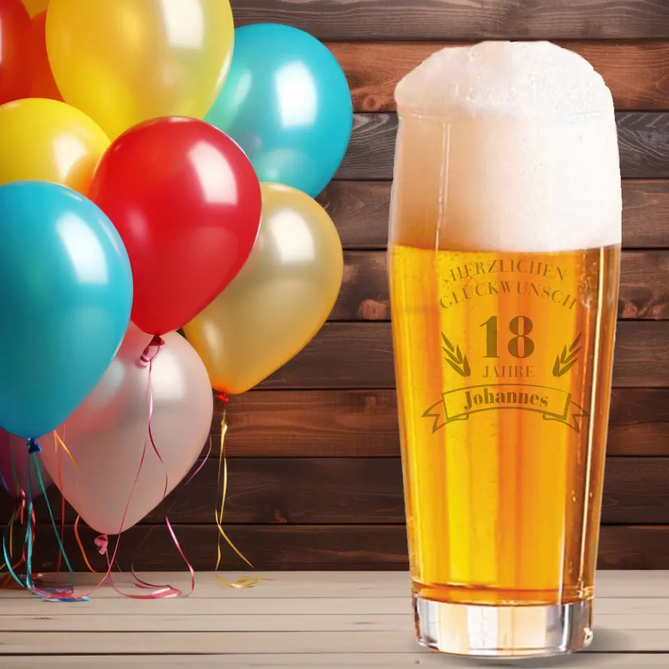 Bierbecher / Bierglas mit Gravur zum Geburtstag