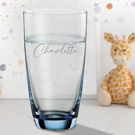 Color drinking glass / juice glass engraved with your name