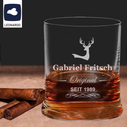 Whiskey Leonardo with antlers and name engraving