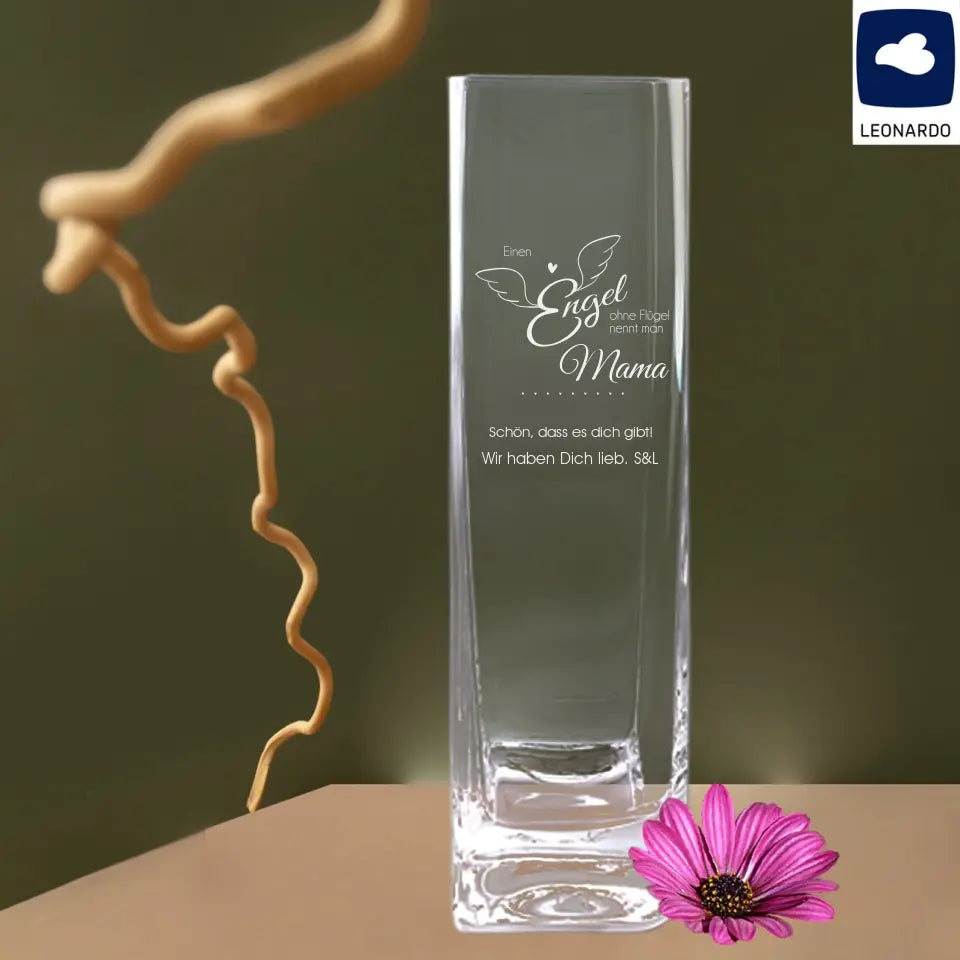 Leonardo Vase mit Spruch und Wunschtext graviert - Geschenk zum Muttertag