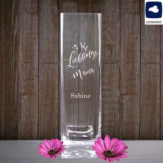 Leonardo Vase mit "Lieblings" Motiv und deinem Namen graviert - Geschenk zum Muttertag