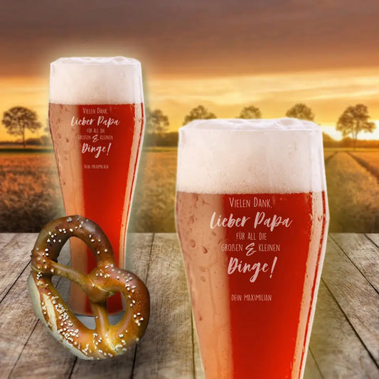 Weizenbierglas graviert als Dankeschön - Geschenkidee zum Vatertag