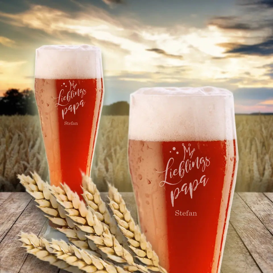 Schönes Weizenbierglas mit Gravur - Geschenkidee zum Vatertag