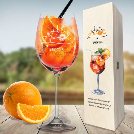 Edles Aperol Geschenkset "Holy Aperoli" mit Namen und Wunschtext graviert / bedruckt