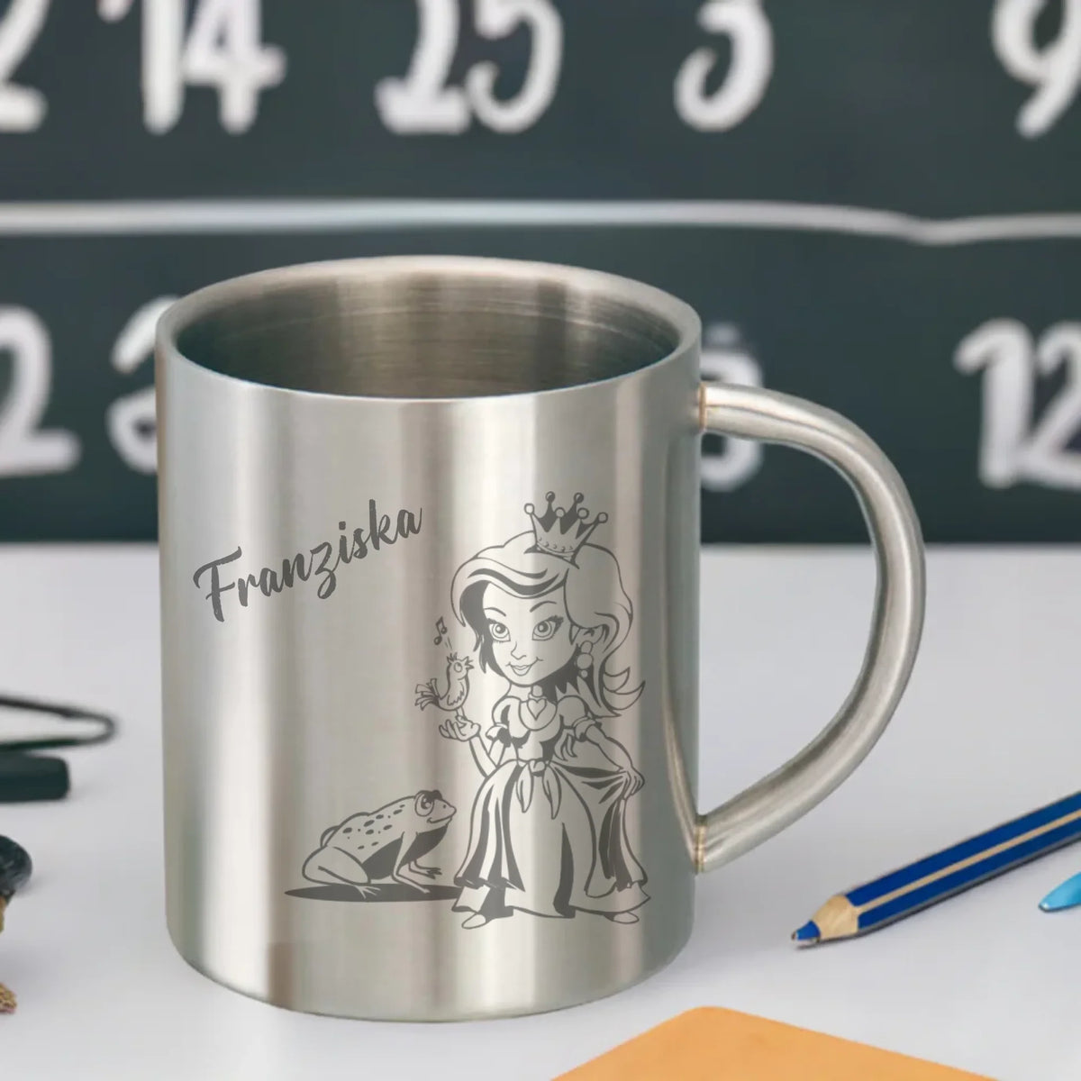 Edelstahlbecher/ Edelstahltasse mit Gravur für Mädchen Prinzessin – Eve Agsten