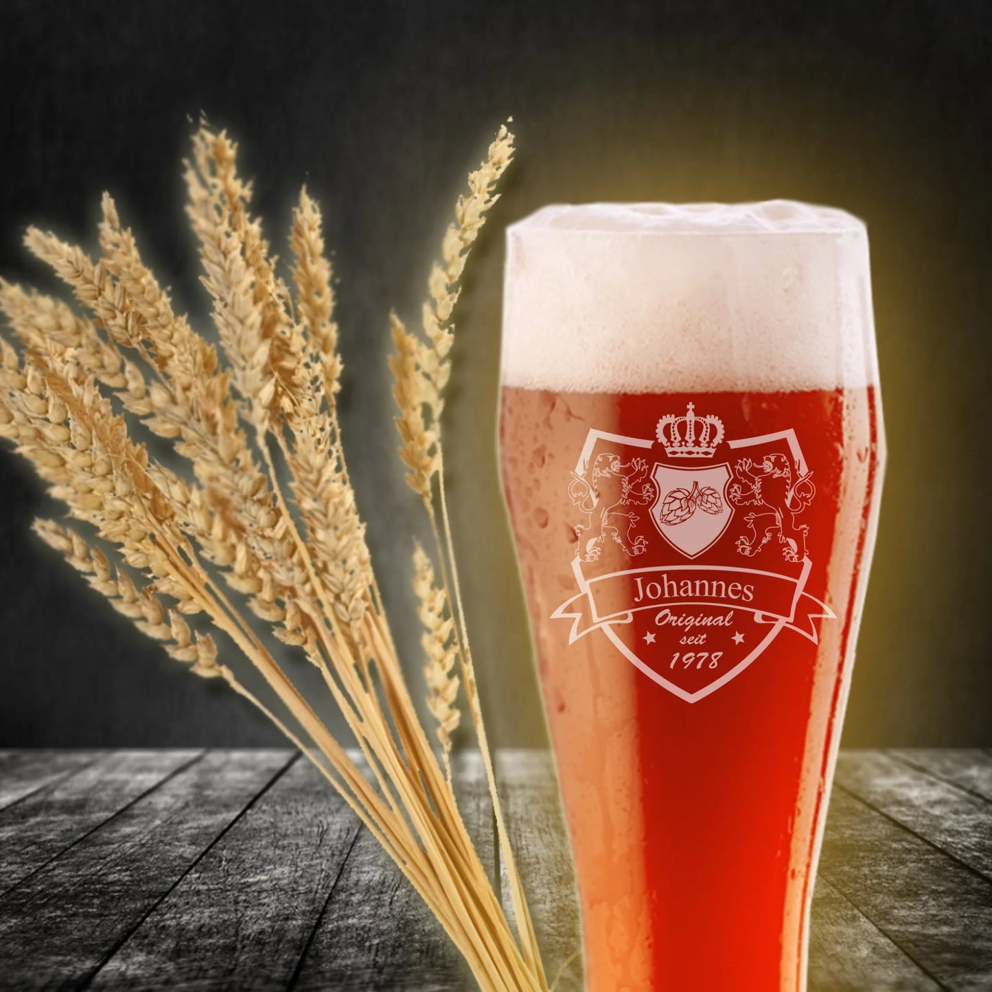 Weizenbierglas mit individueller Gravur Name, Spruch und Jahr