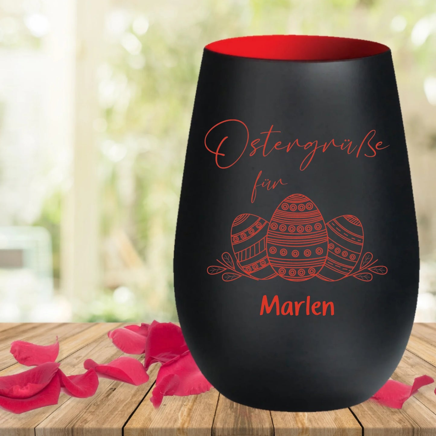 Individuell graviertes Ostern Windlicht als Geschenkidee mit Wunschtext