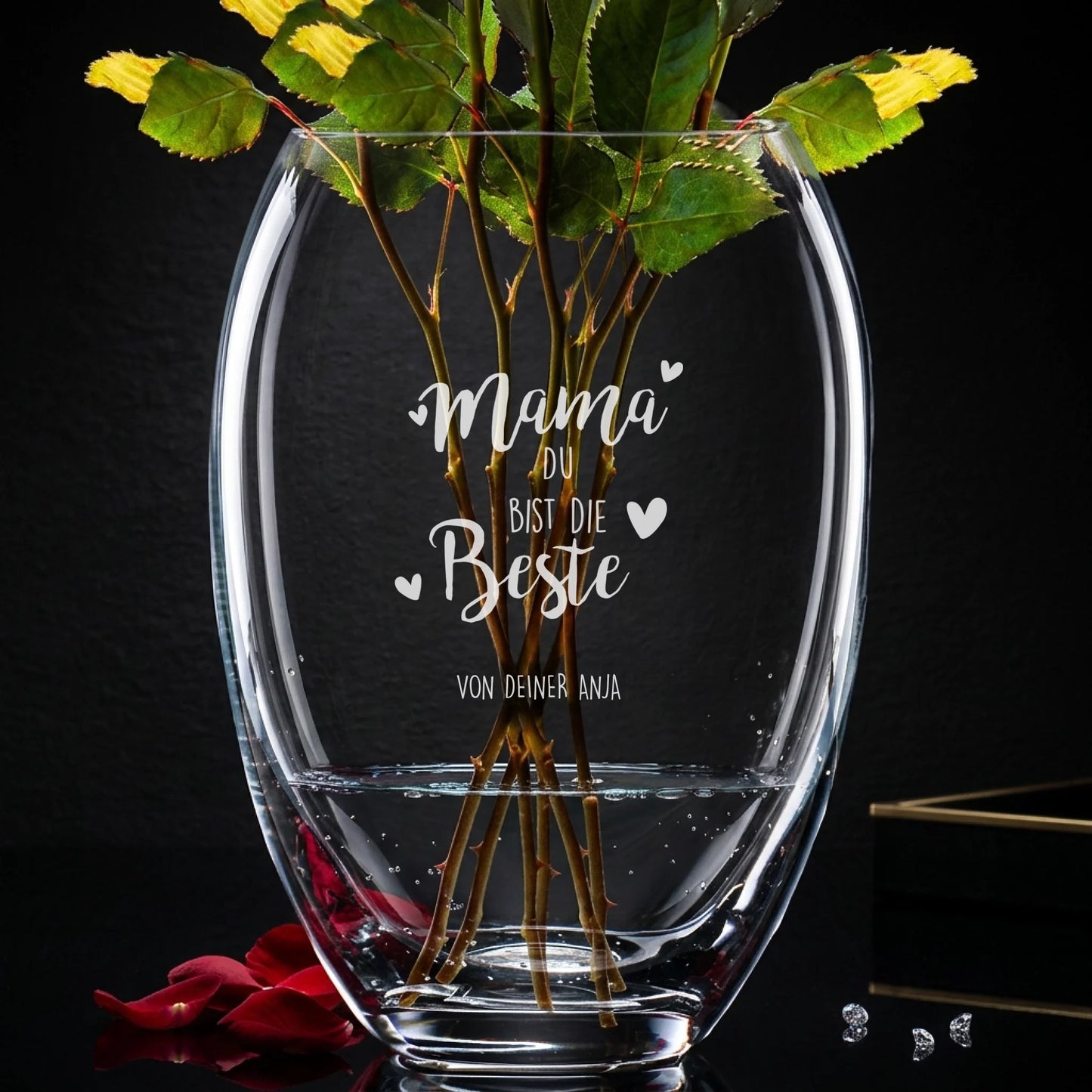 Gravierte Vase mit eigener Botschaft als Geschenk