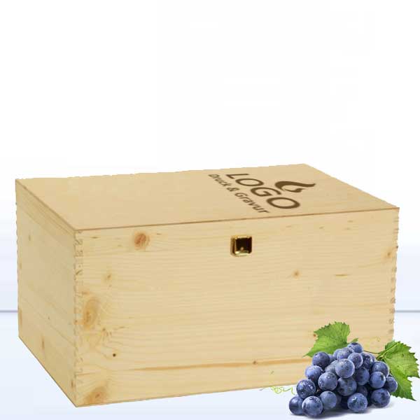 Holzkiste 6er mit Gravur deines Logos / Designs