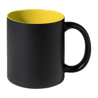 Keramik-Tasse / Lasertasse mit Gravur deines Logos / Designs (zweifarbig, schwarz)