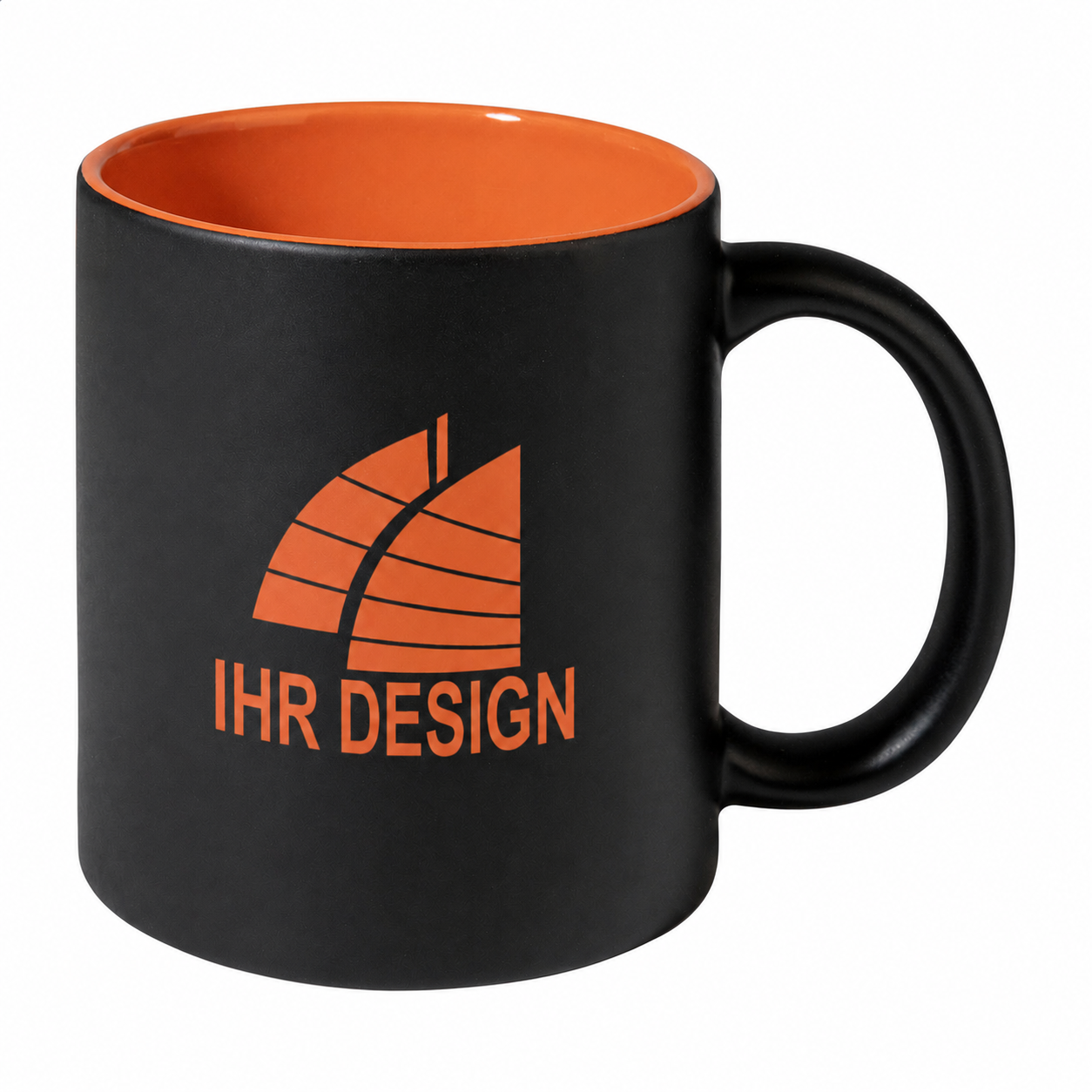 Keramik-Tasse / Lasertasse mit Gravur deines Logos / Designs (zweifarbig, schwarz)
