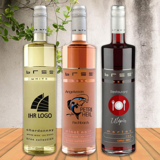 Bree Weinflasche mit Druck deines Logos / Designs (Weißwein, Rosé, Rotwein)