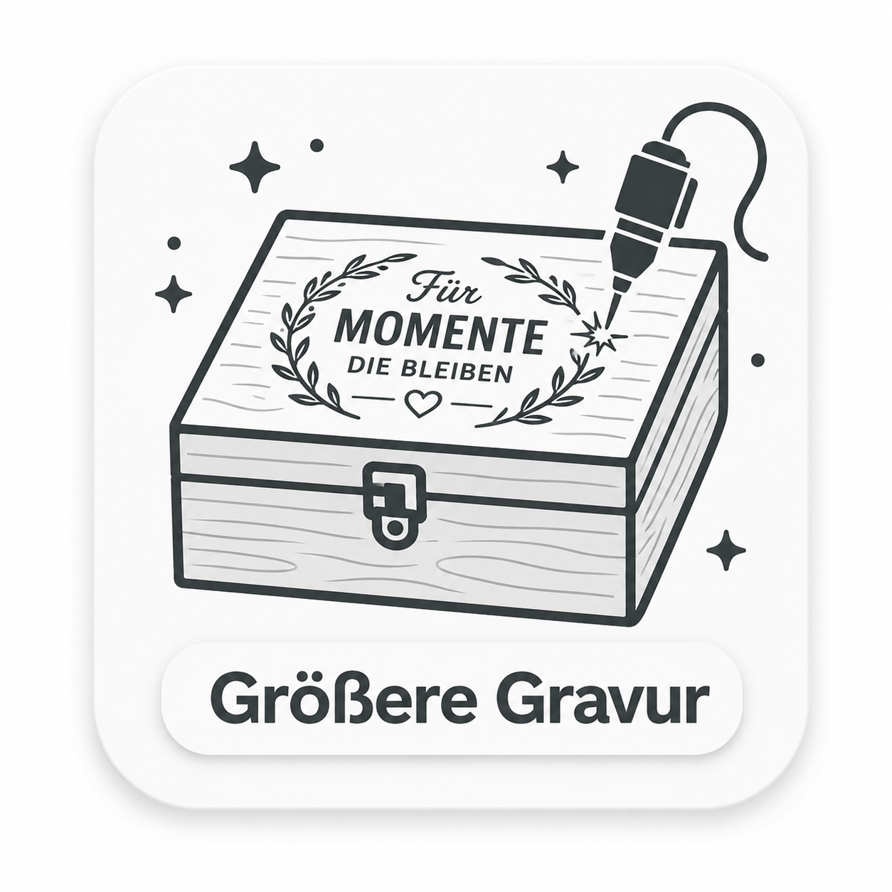 Größere Gravur auf Holzkiste
