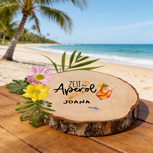 Aperol Geschenk - Untersetzer Holz mit Wunschname bedruckt