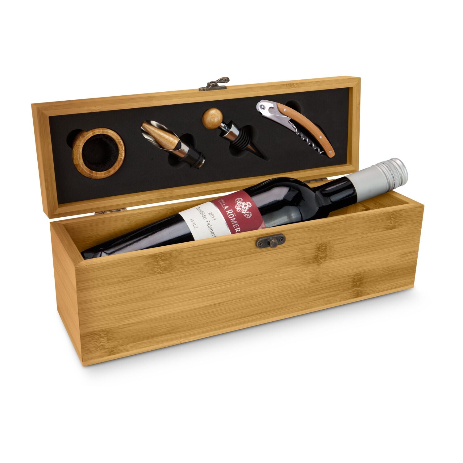 Wein in Bambuskiste