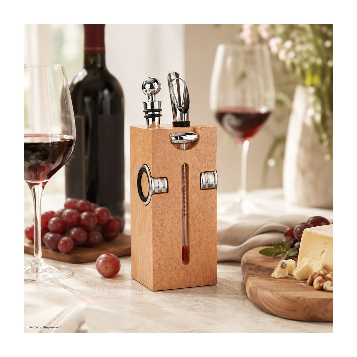 Buche-Block mit Wein