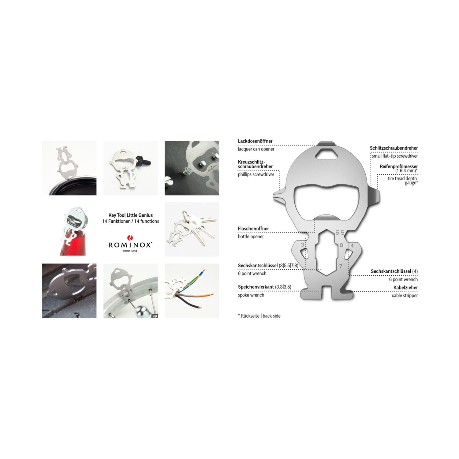 ROMINOX® Key Tool // Little Genius - 14 Funktionen (Arbeiter)