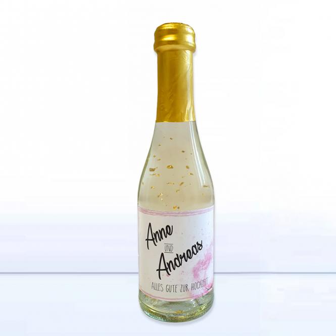 Piccolo Sekt mit Blattgold und Fotodruck deines Logos / Designs