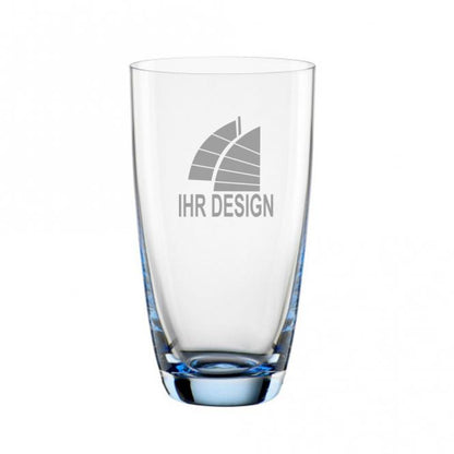 Trinkglas / Saftglas Colori mit Gravur deines Logos / Designs - blau