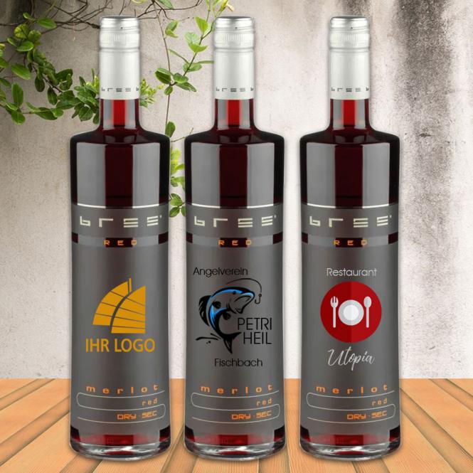 Bree Weinflasche mit Fotodruck deines Logos / Designs (Weißwein, Rosé, Rotwein)
