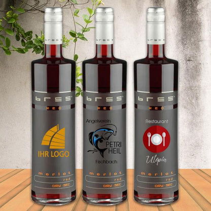 Bree Weinflasche mit Fotodruck deines Logos / Designs (Weißwein, Rosé, Rotwein)