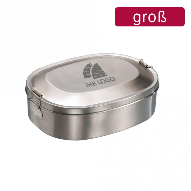Große Brotdose aus Edelstahl mit Gravur deines Logos / Designs