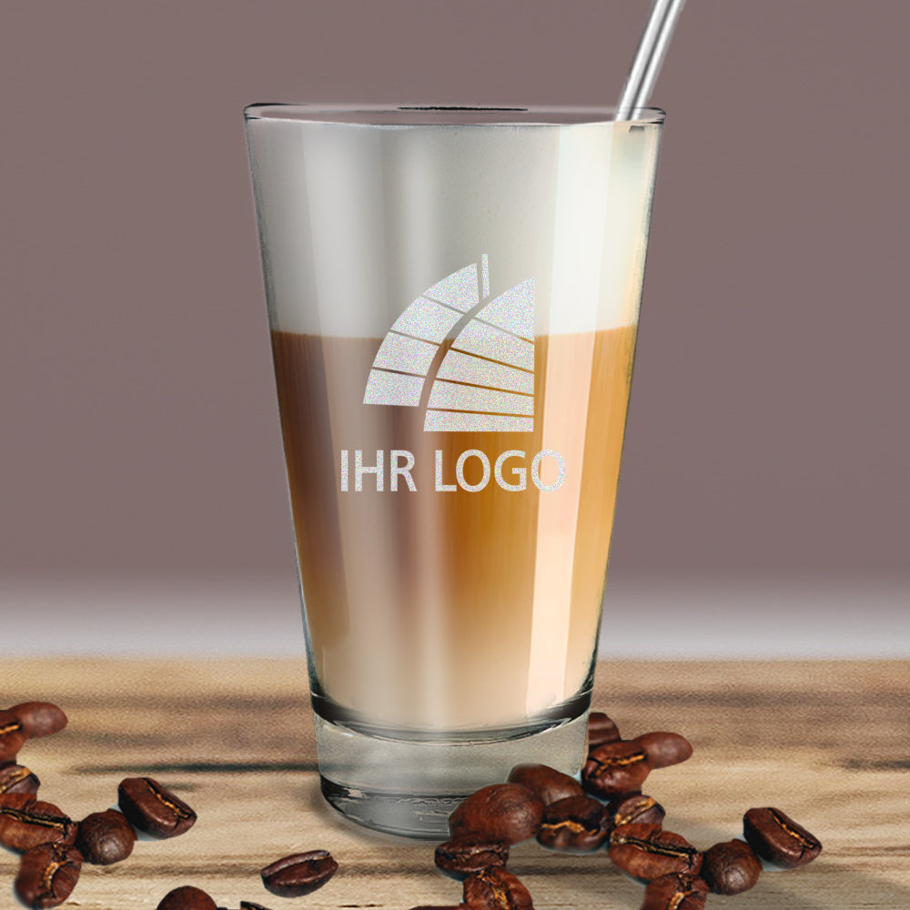Latte Macchiato Glas mit Gravur deines Logos / Designs