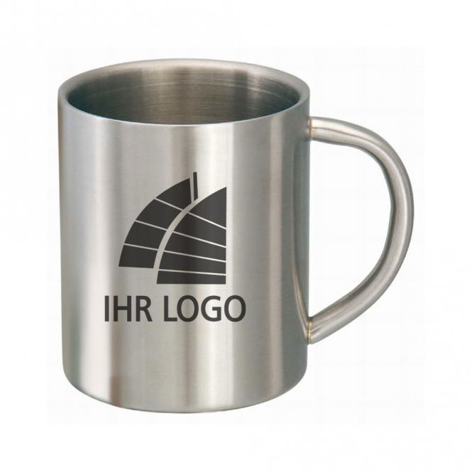 Edelstahltasse / -becher mit Gravur deines Logos / Designs (geeignet als Glühweintasse)