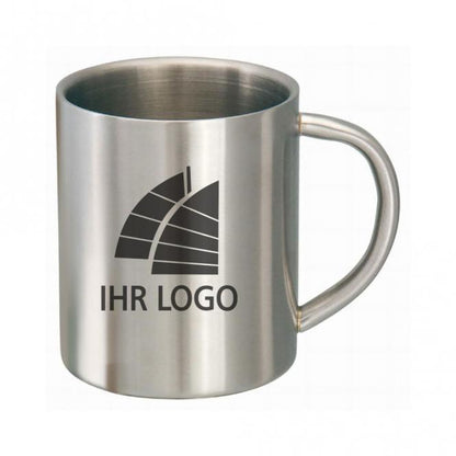 Edelstahltasse / -becher mit Gravur deines Logos / Designs (geeignet als Glühweintasse)