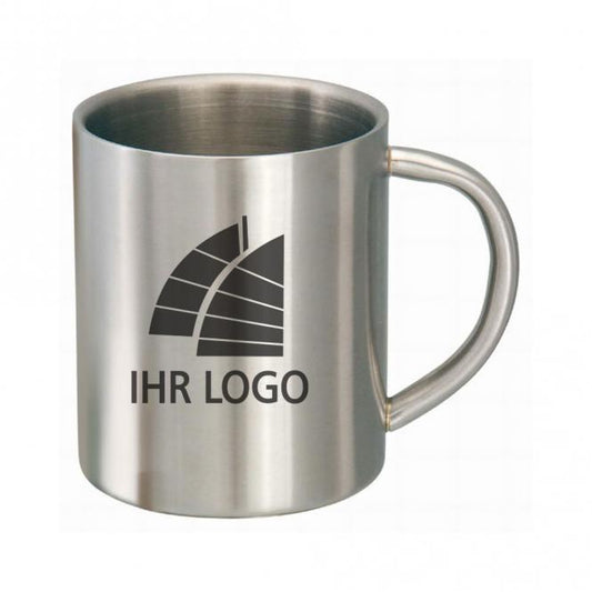 Edelstahltasse / -becher mit Gravur deines Logos / Designs (geeignet als Glühweintasse)