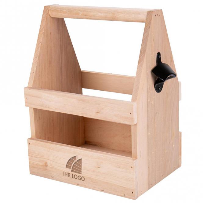 Männerhandtasche / Flaschenträger aus Holz mit Gravur deines Logos / Designs