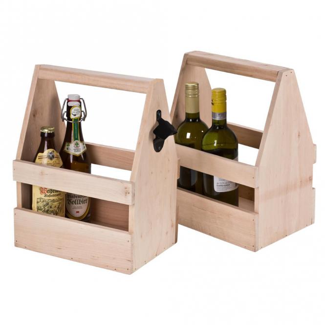 Männerhandtasche / Flaschenträger aus Holz mit Gravur deines Logos / Designs