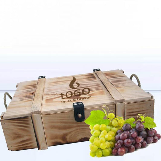 Holzkiste / Holzbox 3er geflammt mit Gravur deines Logos / Designs