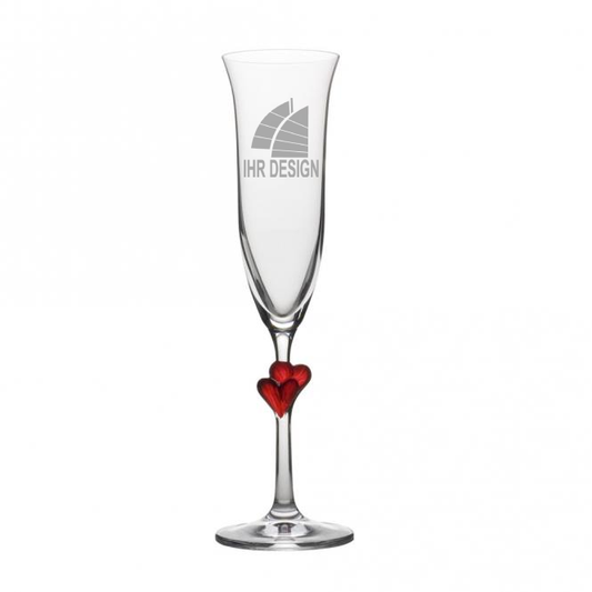 Sektglas Stölzle Lámour mit roten Herzen und Gravur deines Logos / Designs 175 ml