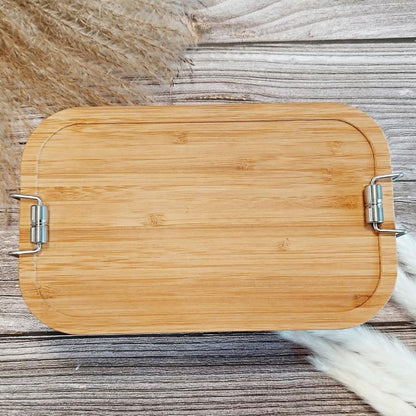Lunchbox / Brotdose Edelstahl / Bambus mit Gravur deines Logos / Designs
