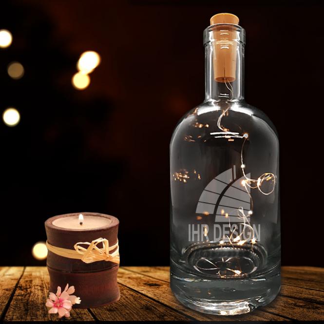 LED Licht-Flasche / Stimmungslicht mit Gravur deines Logos / Designs
