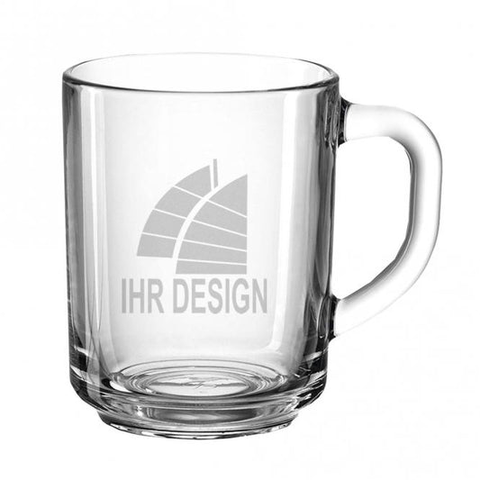 Glastasse / Tasse aus Glas mit Gravur deines Logos / Designs