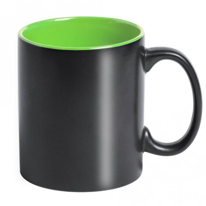Keramik-Tasse / Lasertasse mit Gravur deines Logos / Designs (zweifarbig, schwarz)