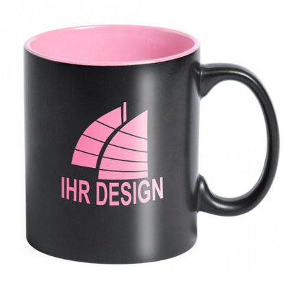 Keramik-Tasse / Lasertasse mit Gravur deines Logos / Designs (zweifarbig, schwarz)